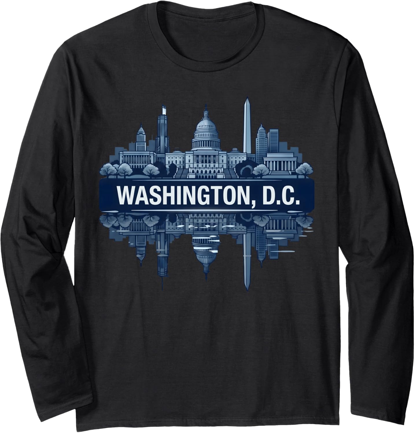 Washington DC Capitol Monoline Skyline Art Long Sleeve T-Shirt Unisex T-shirt, Sweatshirt, Hoodie, Long Sleeve Tee - T-Shirt, Sweatshirt, Hoodie