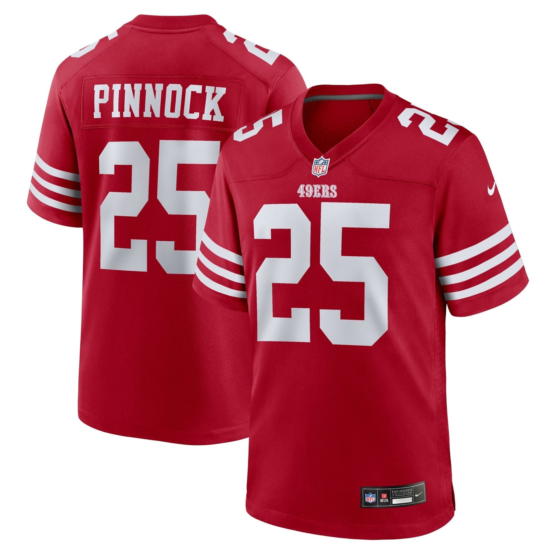 San Francisco 49ers Jason Pinnock Scarlet Team Game Jersey football jersey product view 1