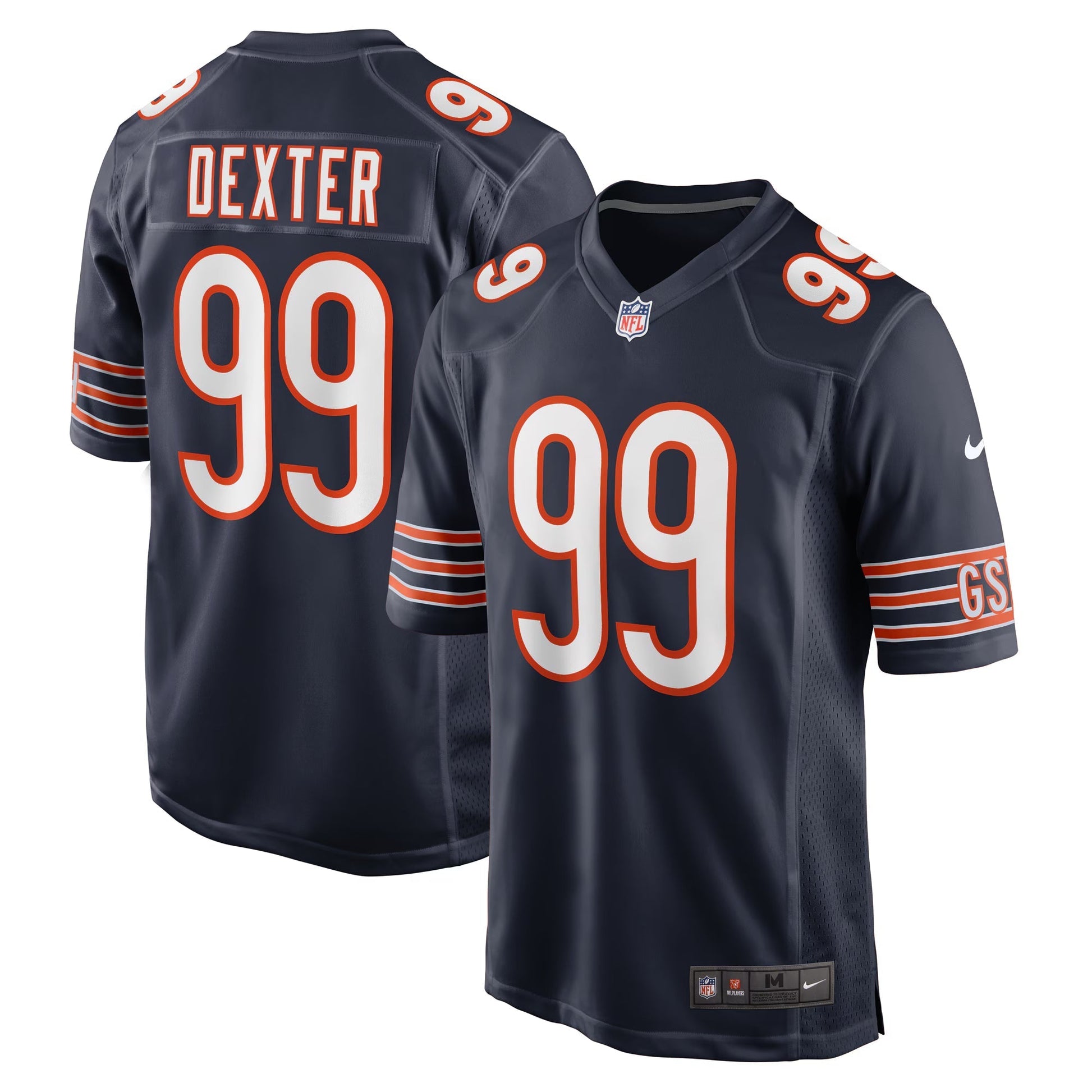 Chicago Bears Gervon Dexter Sr Navy Team Game Jersey football jersey product view 1