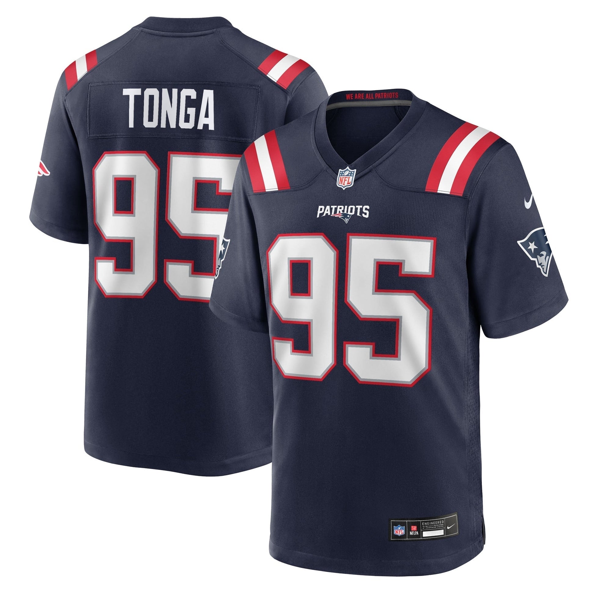 New England Patriots Khyiris Tonga Navy Team Game Jersey football jersey product view 1