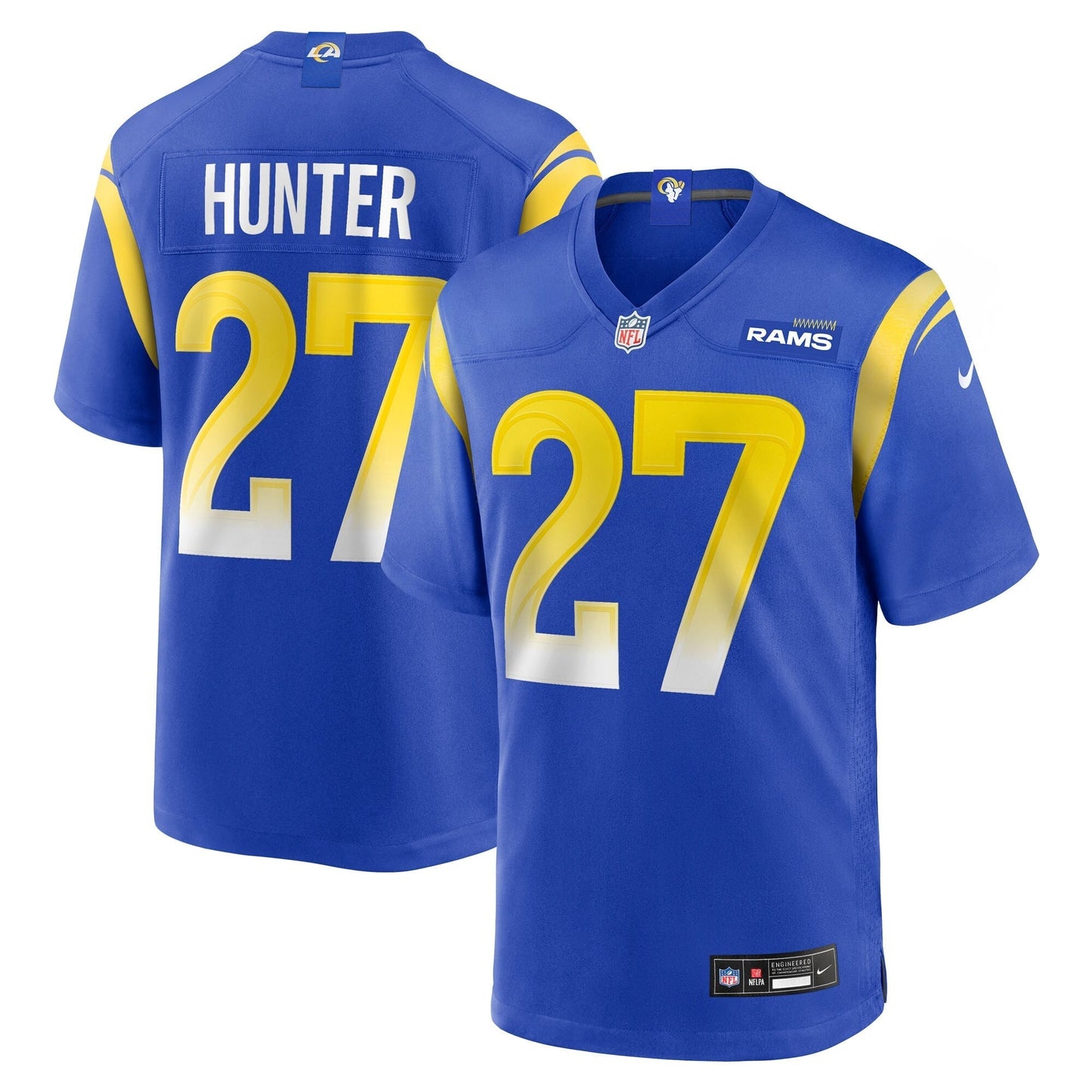 Los Angeles Rams Jarquez Hunter Royal Team Game Jersey football jersey product view 1