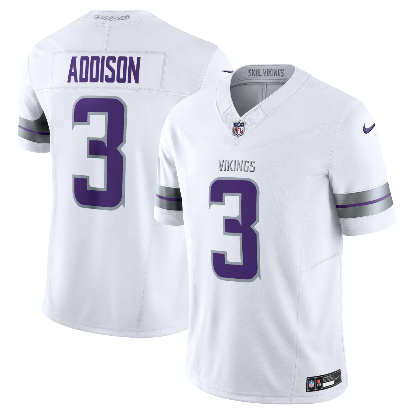 Minnesota Vikings Jordan Addison White Alternate Vapor F.U.S.E. Limited Jersey basketball jersey product view 1