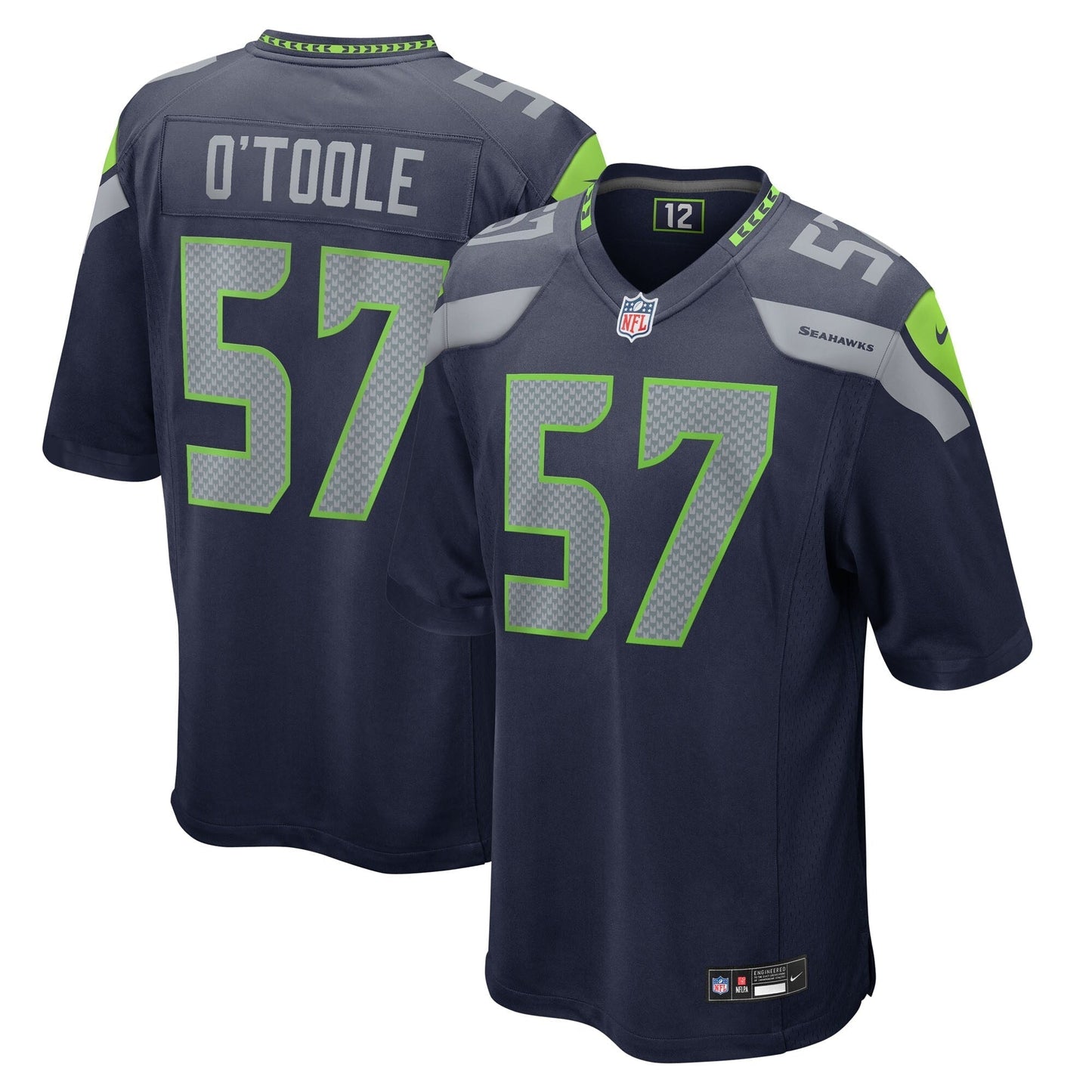 Seattle Seahawks Connor O'Toole College Navy Team Game Jersey football jersey product view 1