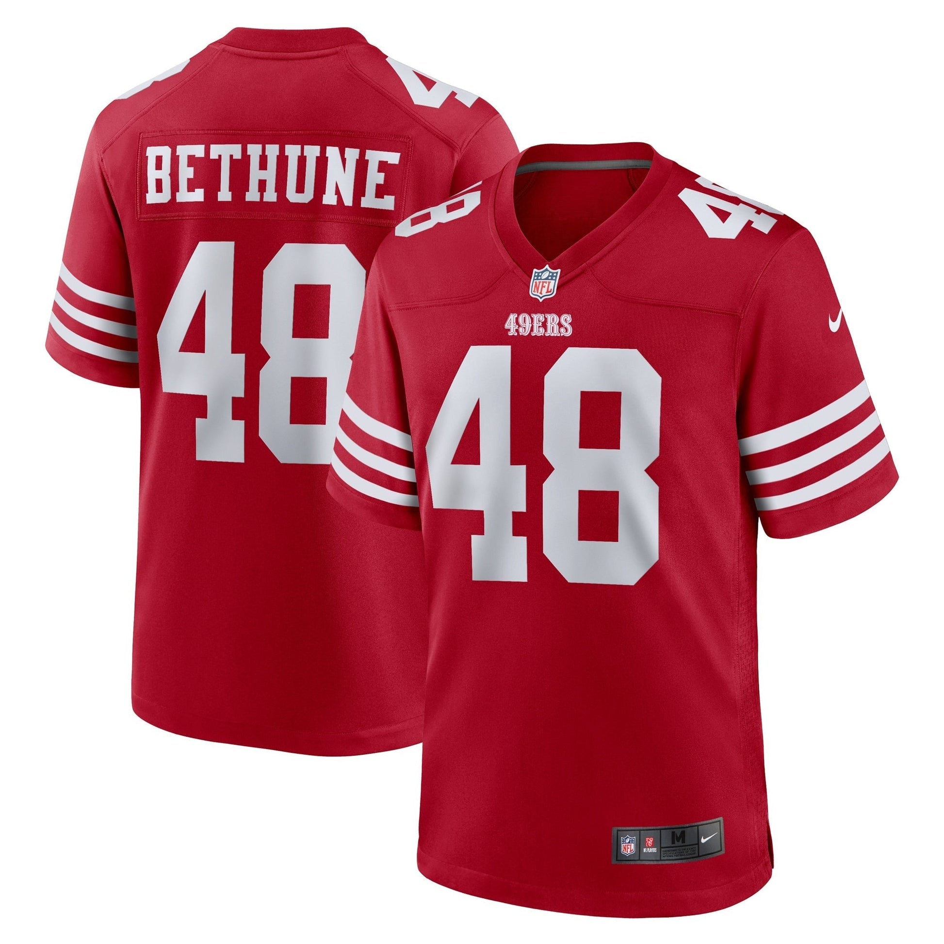 San Francisco 49ers Tatum Bethune Scarlet Game Jersey football jersey product view 1