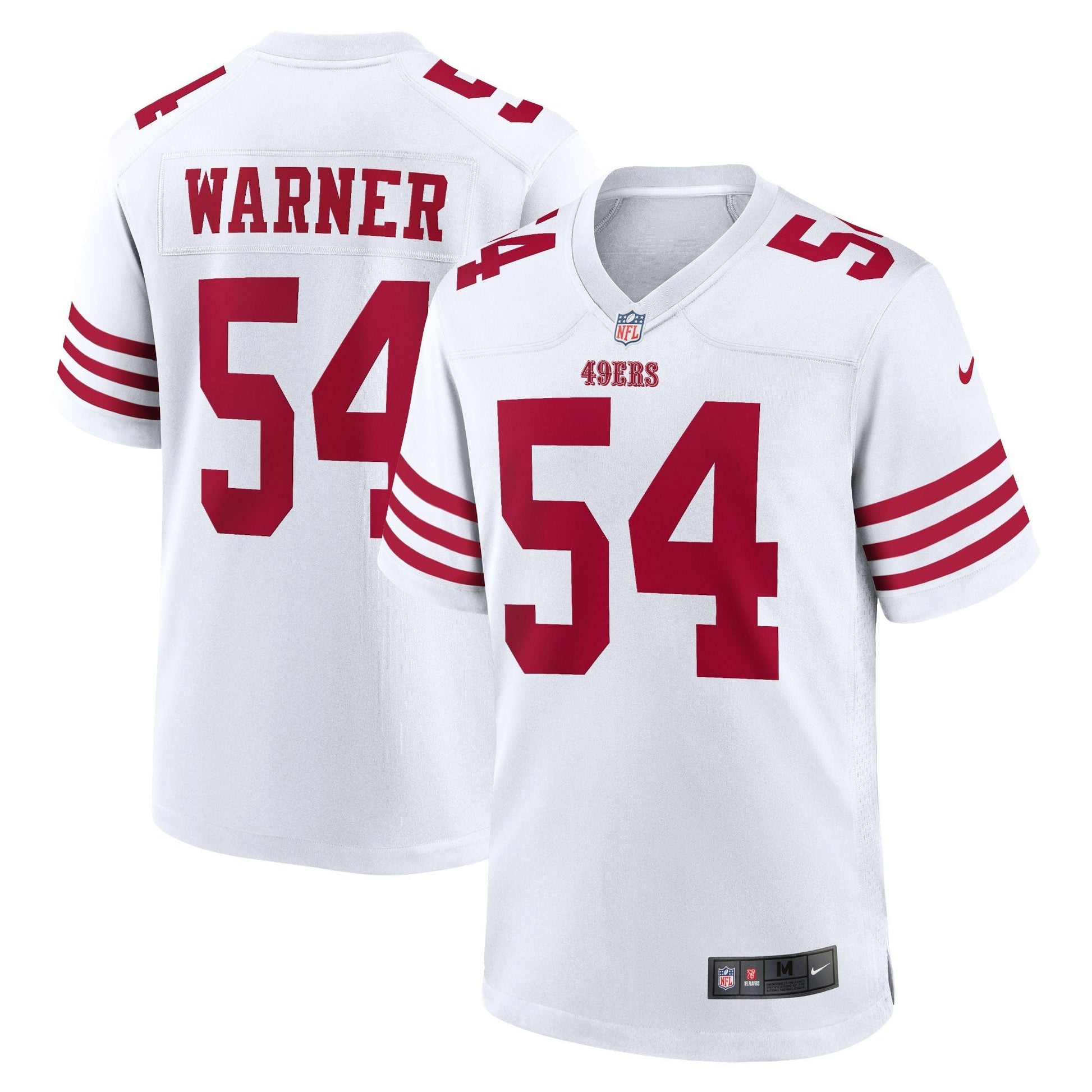 San Francisco 49ers Fred Warner White Team Game Player Jersey football jersey product view 1