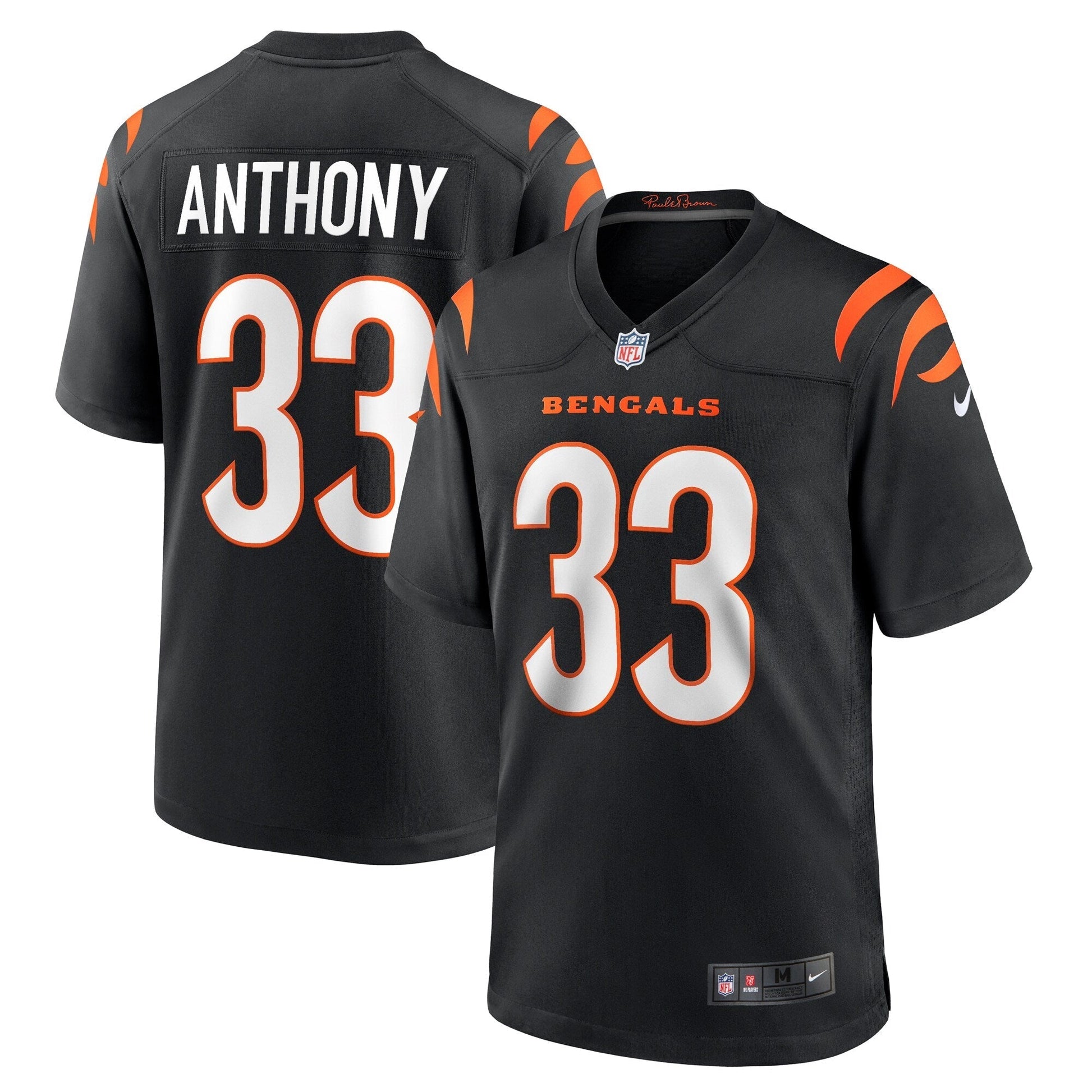 Cincinnati Bengals Daijahn Anthony Black Game Jersey football jersey product view 1