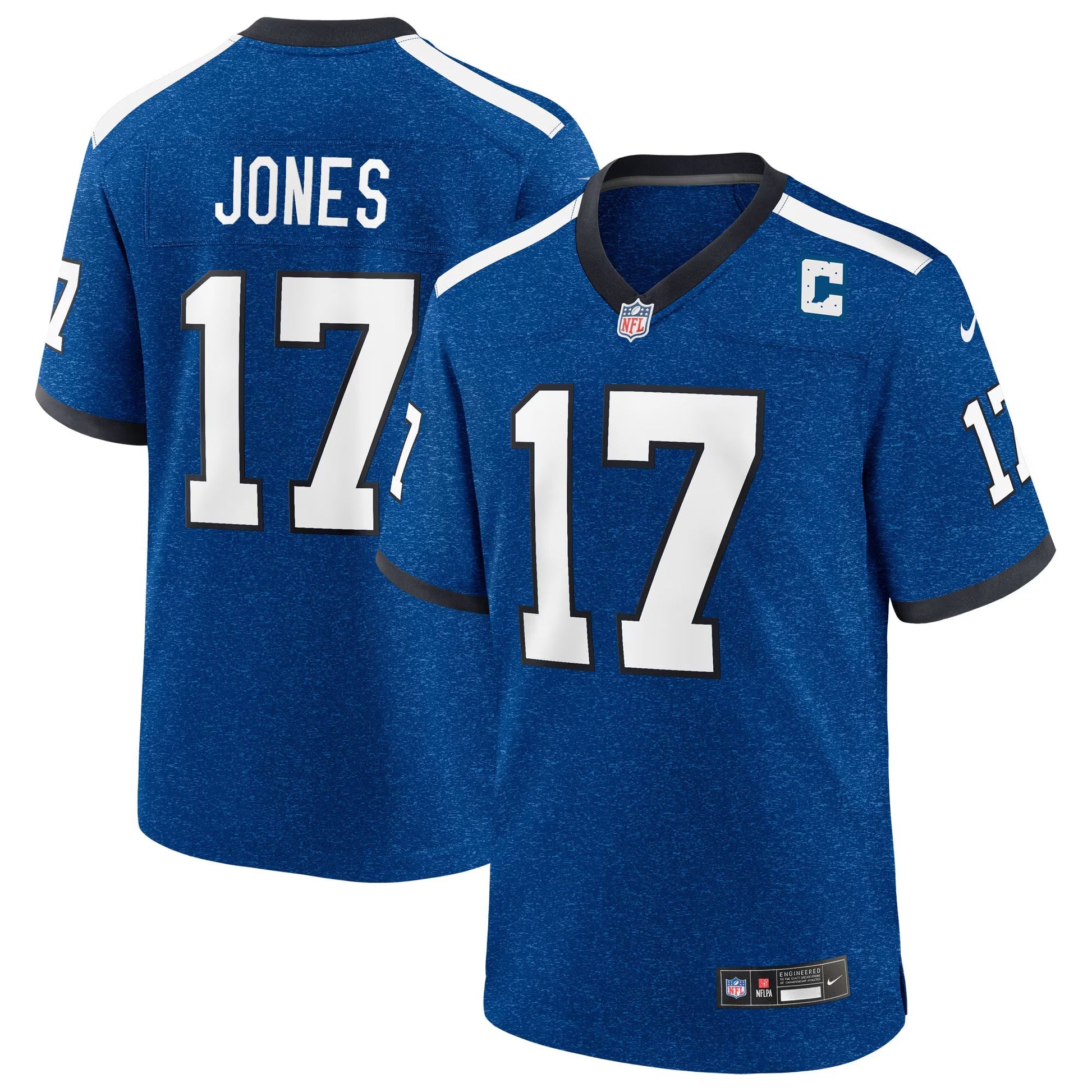 Indianapolis Colts Daniel Jones Heather Royal Alternate 2 Indiana Nights Game Jersey football jersey product view 1