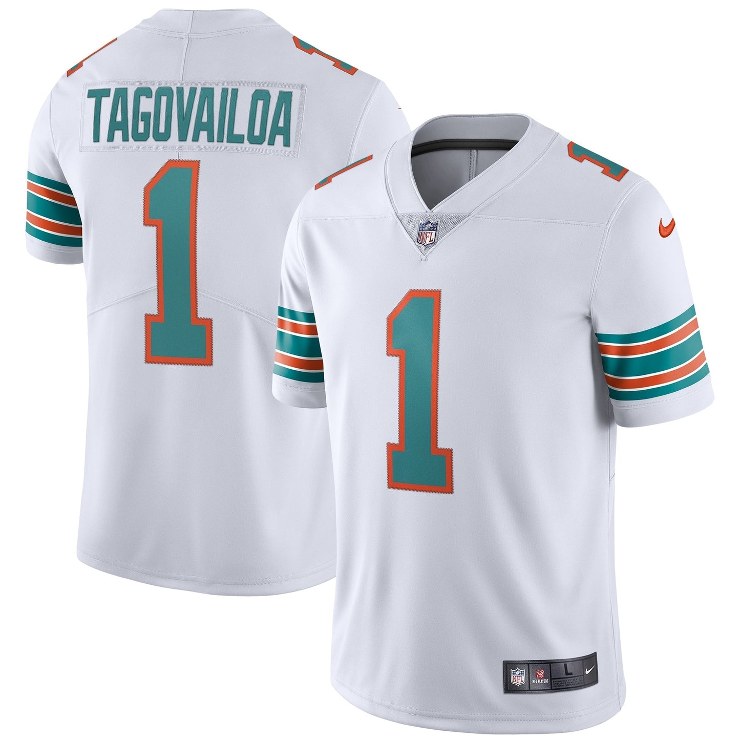 Miami Dolphins Tua Tagovailoa White 2nd Alternate Vapor Limited Jersey football jersey product view 1