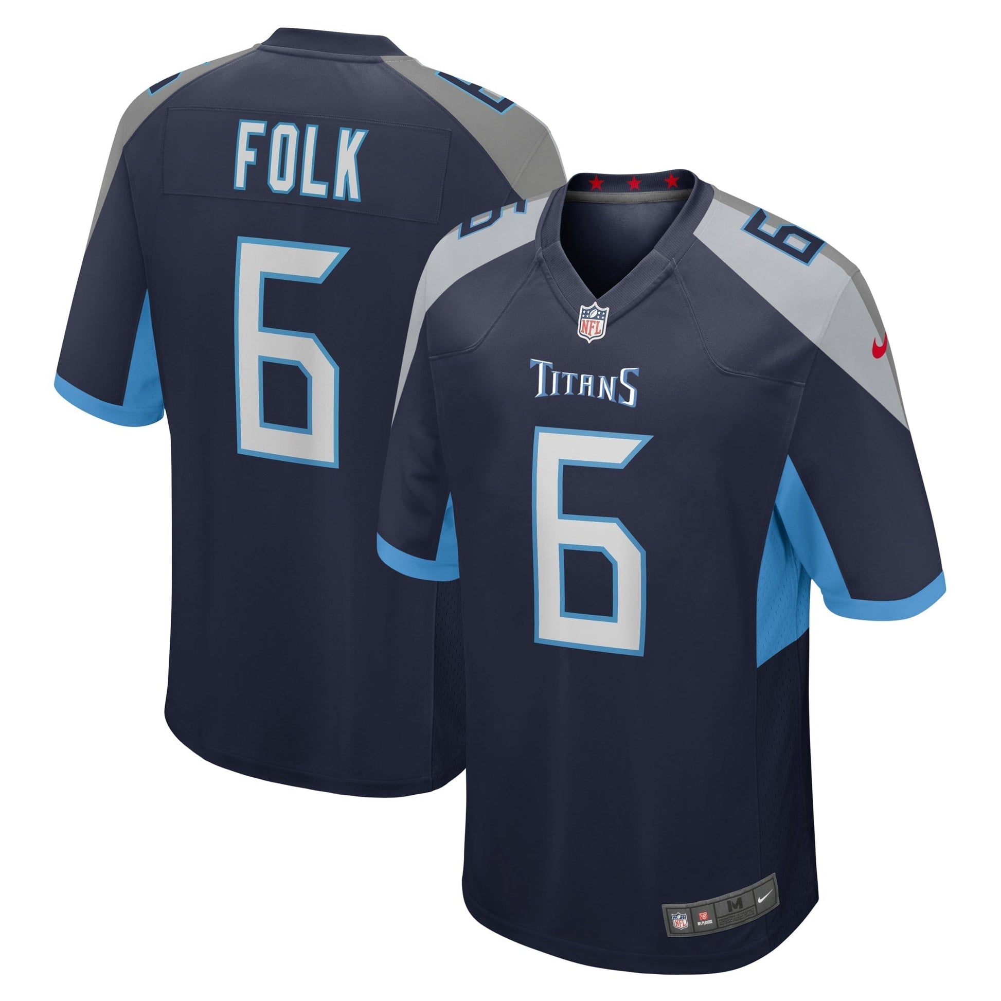 Tennessee Titans Nick Folk Navy Team Game Jersey football jersey product view 1