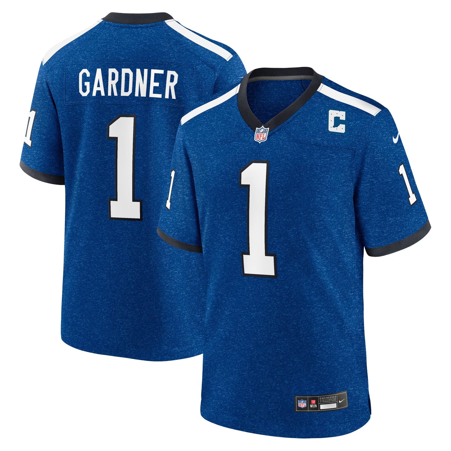 Indianapolis Colts Ahmad Sauce Gardner Heather Royal Alternate 2 Indiana Nights Game Jersey football jersey product view 1