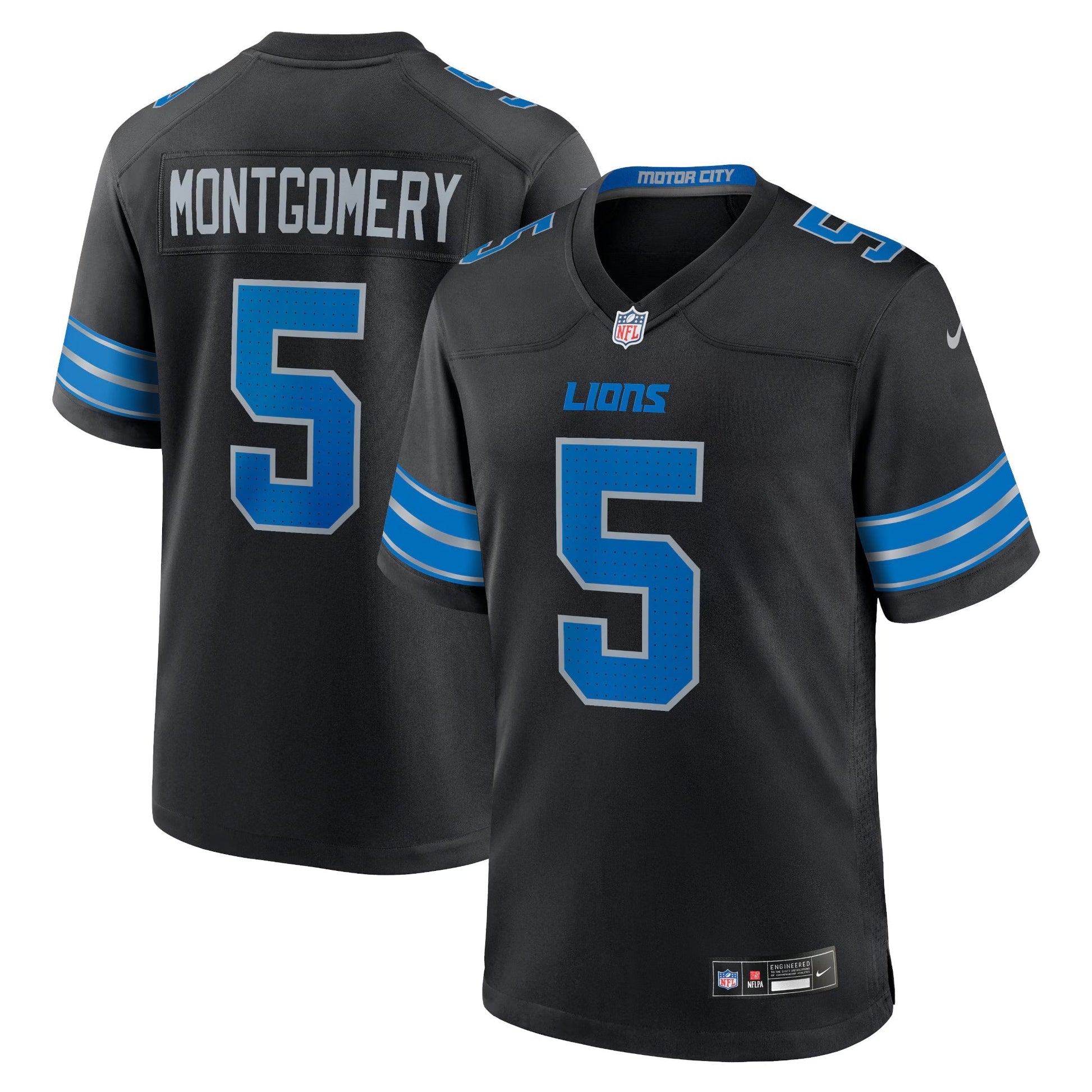 Detroit Lions David Montgomery Black 2nd Alternate Game Jersey football jersey product view 1