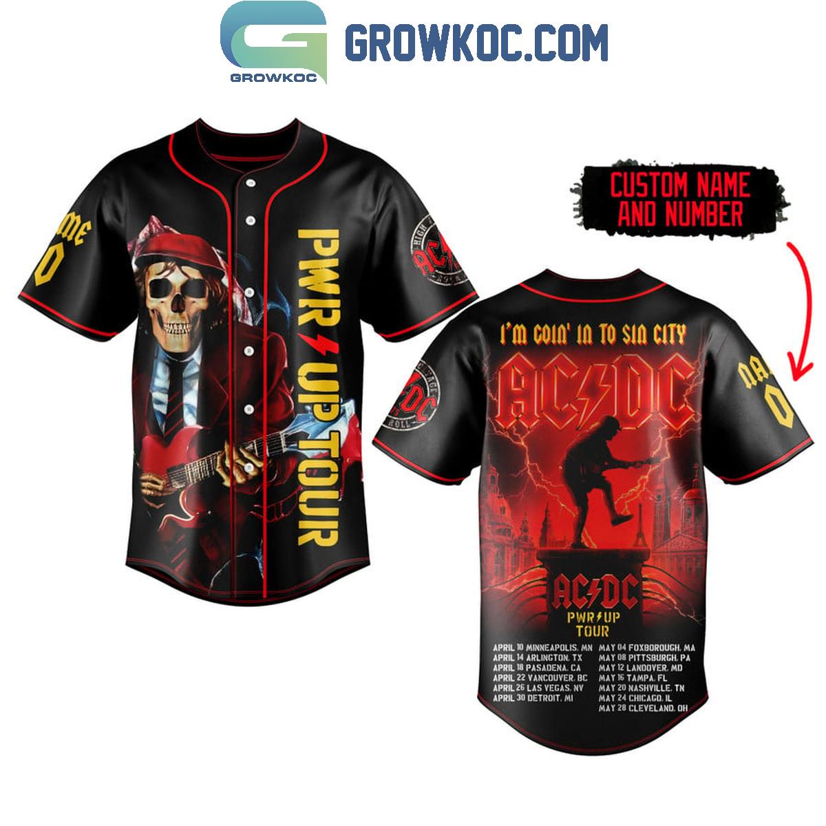 ACDC Im Going To Sin City PWR UP Tour 2025 Personalized Baseball Jersey Unisex T-shirt, Sweatshirt, Hoodie, Long Sleeve Tee - T-Shirt, Sweatshirt, Hoodie