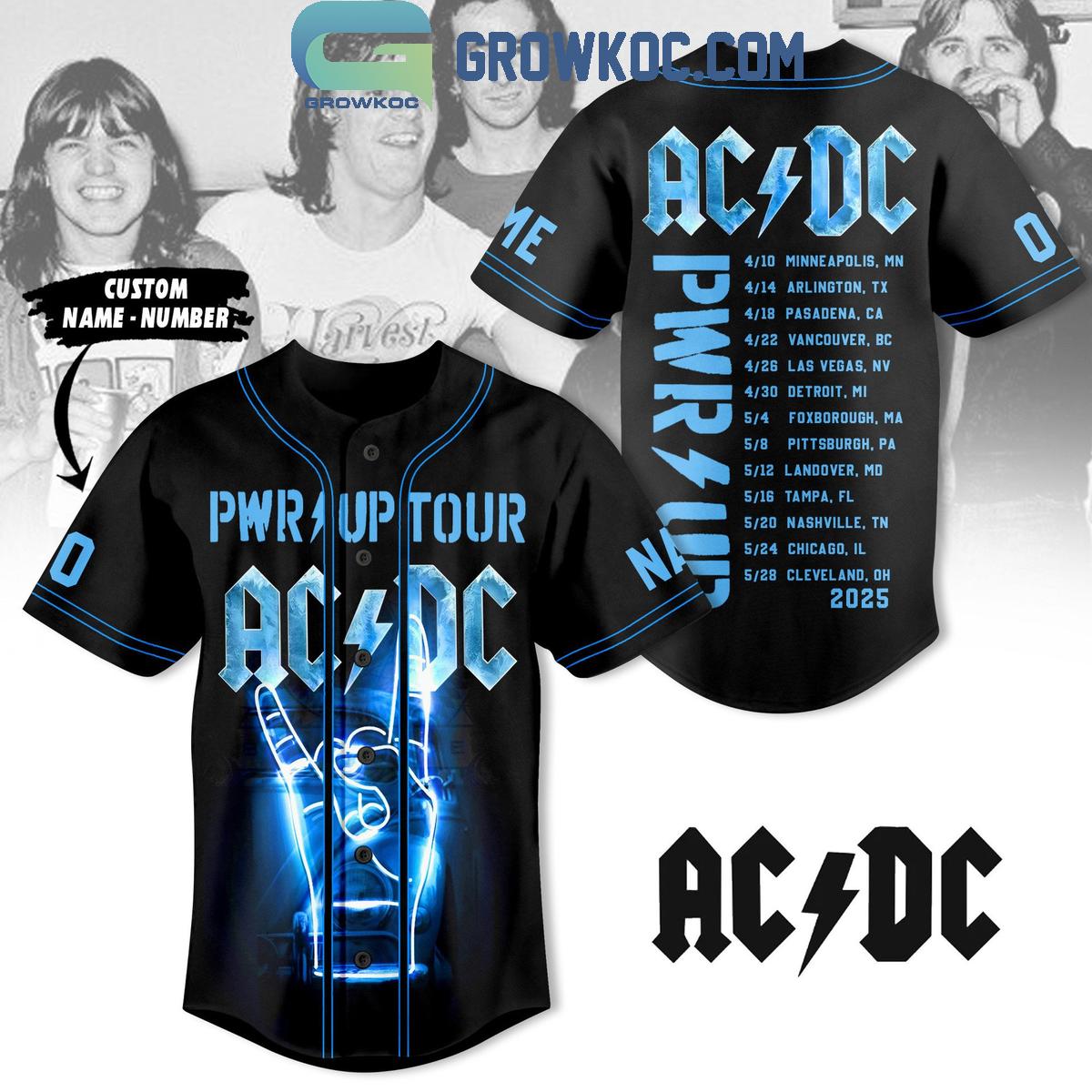 ACDC PWR Up Tour 2025 Personalized Baseball Jersey Unisex T-shirt, Sweatshirt, Hoodie, Long Sleeve Tee - T-Shirt, Sweatshirt, Hoodie