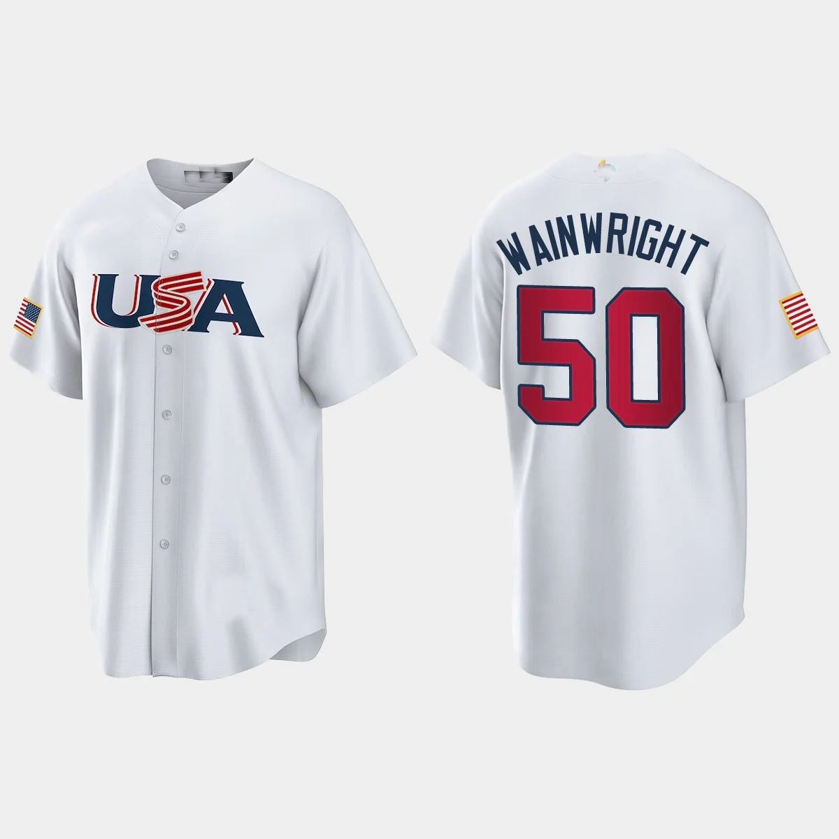 ADAM WAINWRIGHT ST. LOUIS CARDINALS 2023 WORLD BASEBALL CLASSIC USA REPLICA JERSEY ¨C WHITE Stitches Baseball Jerseys baseball jersey product view 1