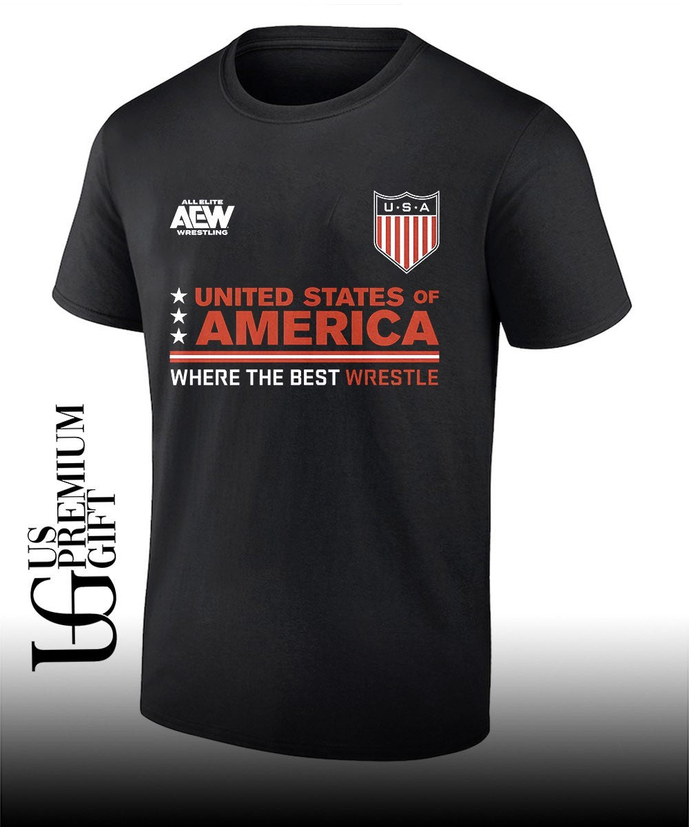 AEW United States of America Where the Best Wrestle shirt Unisex T-shirt, Sweatshirt, Hoodie, Long Sleeve Tee - T-Shirt, Sweatshirt, Hoodie