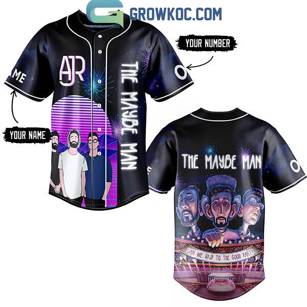 AJR Band The Maybe Man Fan Personalized Baseball Jersey Unisex T-shirt, Sweatshirt, Hoodie, Long Sleeve Tee - T-Shirt, Sweatshirt, Hoodie