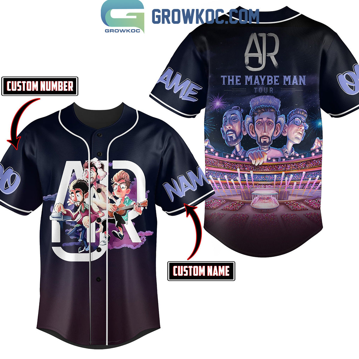 AJR The Maybe Man Tour 2024 Personalized Baseball Jersey Unisex T-shirt, Sweatshirt, Hoodie, Long Sleeve Tee - T-Shirt, Sweatshirt, Hoodie