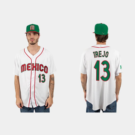 #13 ALAN TREJO MEXICO BASEBALL 2023 WORLD BASEBALL CLASSIC JERSEY ¨C WHITE Stitches Baseball Jerseys baseball jersey product view 1