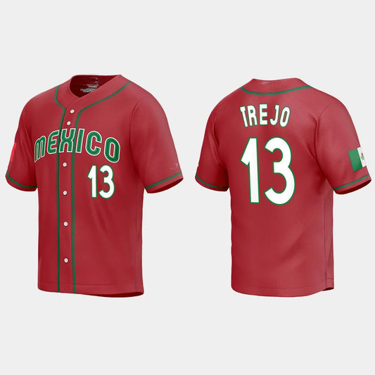 #13 ALAN TREJO MEXICO BASEBALL 2023 WORLD BASEBALL CLASSIC REPLICA JERSEY ¨C RED Stitches Baseball Jerseys baseball jersey product view 1