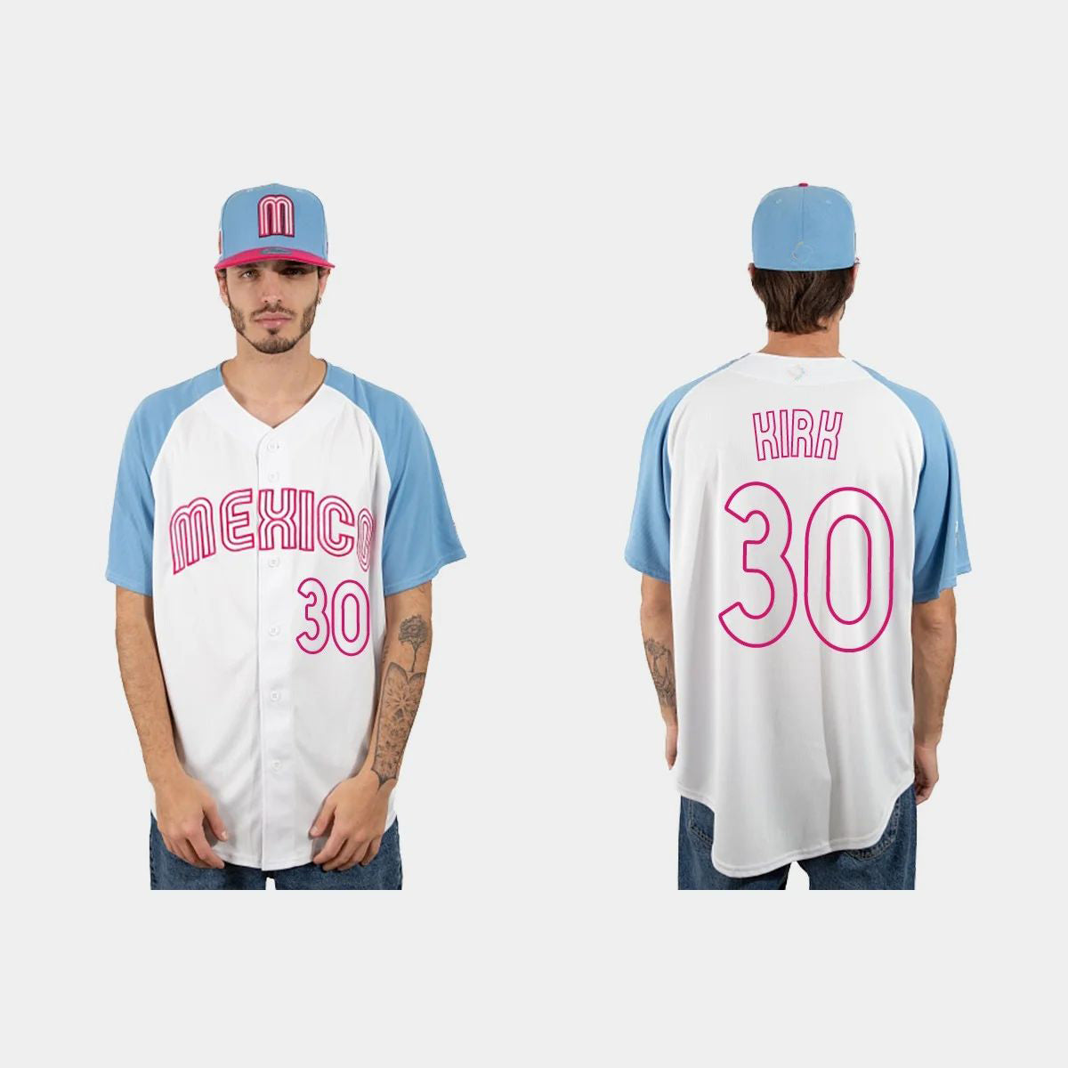 #30 ALEJANDRO KIRK MEXICO BASEBALL 2023 WORLD BASEBALL CLASSIC JERSEY ¨C WHITE BLUE Stitches Baseball Jerseys baseball jersey product view 1