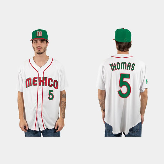 #5 ALEK THOMAS MEXICO BASEBALL 2023 WORLD BASEBALL CLASSIC JERSEY ¨C WHITE Stitches Baseball Jerseys baseball jersey product view 1