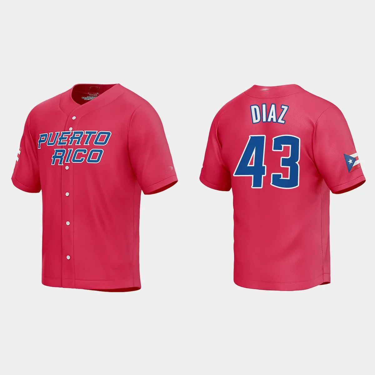 #43 ALEXIS DIAZ PUERTO RICO BASEBALL 2023 WORLD BASEBALL CLASSIC JERSEY ¨C RED Stitches Baseball Jerseys baseball jersey product view 1