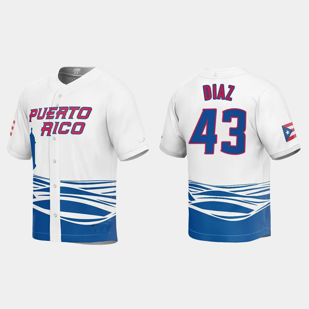 #43 ALEXIS DIAZ PUERTO RICO BASEBALL 2023 WORLD BASEBALL CLASSIC JERSEY ¨C WHITE Stitches Baseball Jerseys baseball jersey product view 1