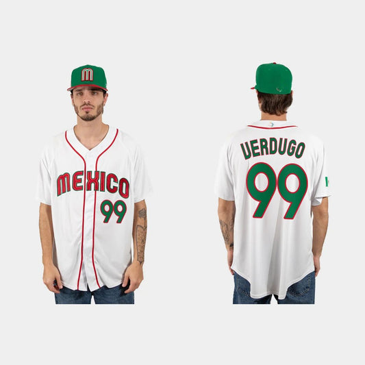 #99 ALEX VERDUGO MEXICO BASEBALL 2023 WORLD BASEBALL CLASSIC JERSEY ¨C WHITE Stitches Baseball Jerseys baseball jersey product view 1