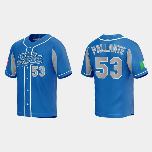 #53 ANDRE PALLANTE ITALY BASEBALL 2023 WORLD BASEBALL CLASSIC JERSEY ¨C ROYAL Stitches Baseball Jerseys baseball jersey product view 1