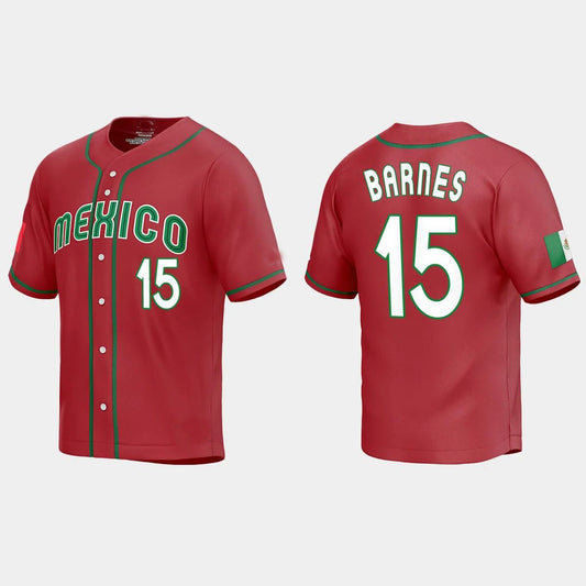 #15 AUSTIN BARNES MEXICO BASEBALL 2023 WORLD BASEBALL CLASSIC REPLICA JERSEY ¨C RED Stitches Baseball Jerseys baseball jersey product view 1