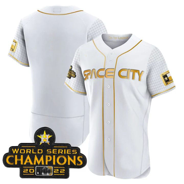 Houston Astros 2023 SPACE CITY CHAMPIONS FLEX JERSEY ¨CWHITE ALL STITCHEDBaseball Jerseys baseball jersey product view 1
