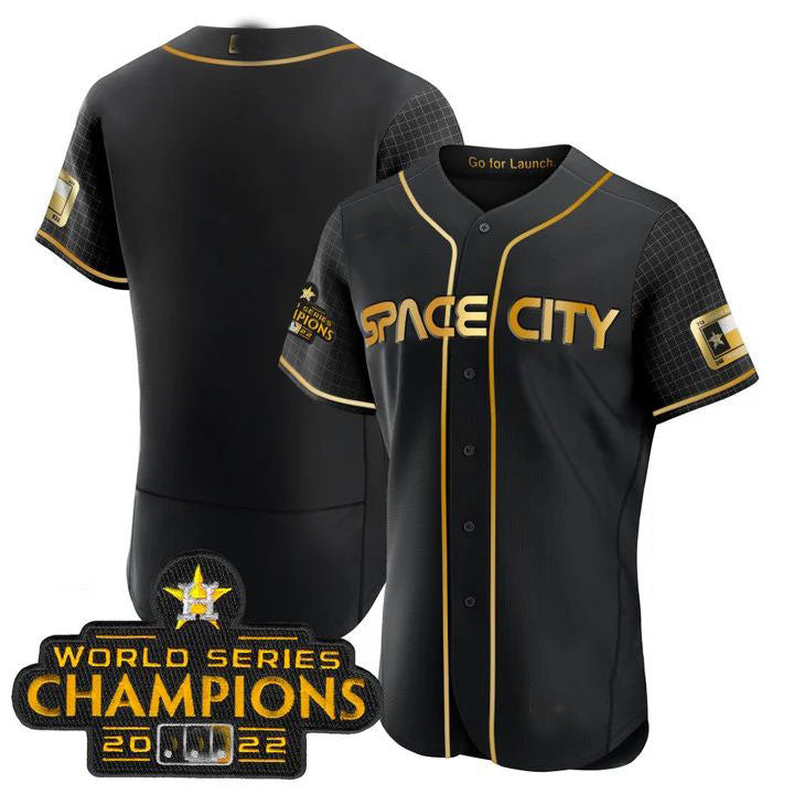 Houston Astros 2023 SPACE CITY CHAMPIONS FLEX JERSEY ¨CBLACK ALL STITCHEDBaseball Jerseys baseball jersey product view 1