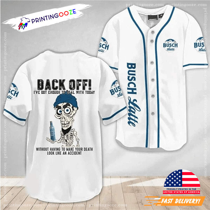 Achmed Back Off With Busch Latte Baseball Jersey Unisex T-shirt, Sweatshirt, Hoodie, Long Sleeve Tee - T-Shirt, Sweatshirt, Hoodie