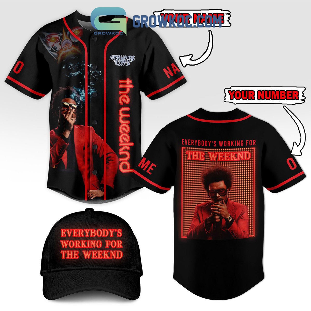 After Hours Til Dawn Everybodys Working For The Weeknd Personalized Baseball Jersey Unisex T-shirt, Sweatshirt, Hoodie, Long Sleeve Tee - T-Shirt, Sweatshirt, Hoodie