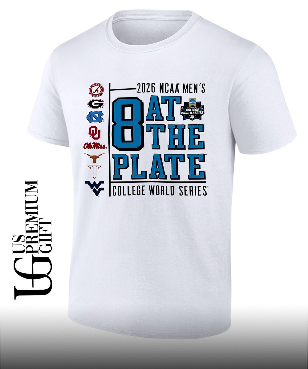 Alabama Georgia North Carolina Oklahoma Ole Miss Texas Texas Tech West Virginia 2026 NCAA Mens 8 at the Plate College World Series shirt - T-Shirt, Sweatshirt, Hoodie