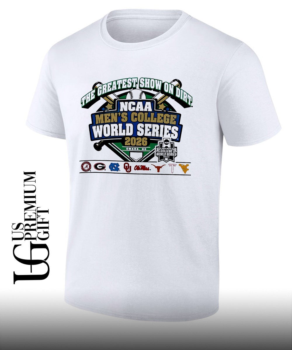 Alabama Georgia North Carolina Oklahoma Ole Miss Texas Texas Tech West Virginia NCAA Mens College World Series 2026 The Greatest Show on Dirt shirt - T-Shirt, Sweatshirt, Hoodie