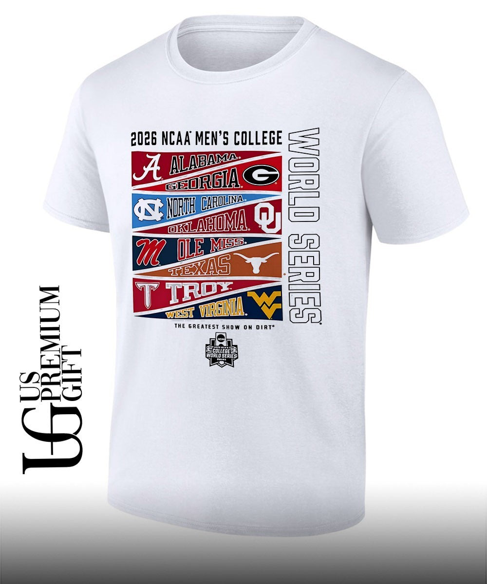 Alabama Georgia North Carolina Oklahoma Ole Miss Texas Troy West Virginia NCAA 2026 Mens College World Series shirt - T-Shirt, Sweatshirt, Hoodie