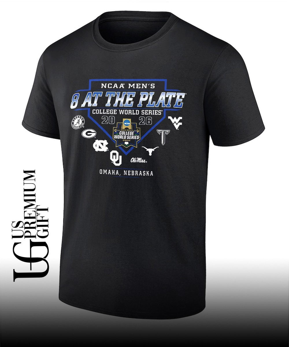 Alabama Georgia North Carolina Oklahoma Texas Troy West Virginia Ole Miss 2026 NCAA Mens 8 at the Plate College World Series shirt - T-Shirt, Sweatshirt, Hoodie