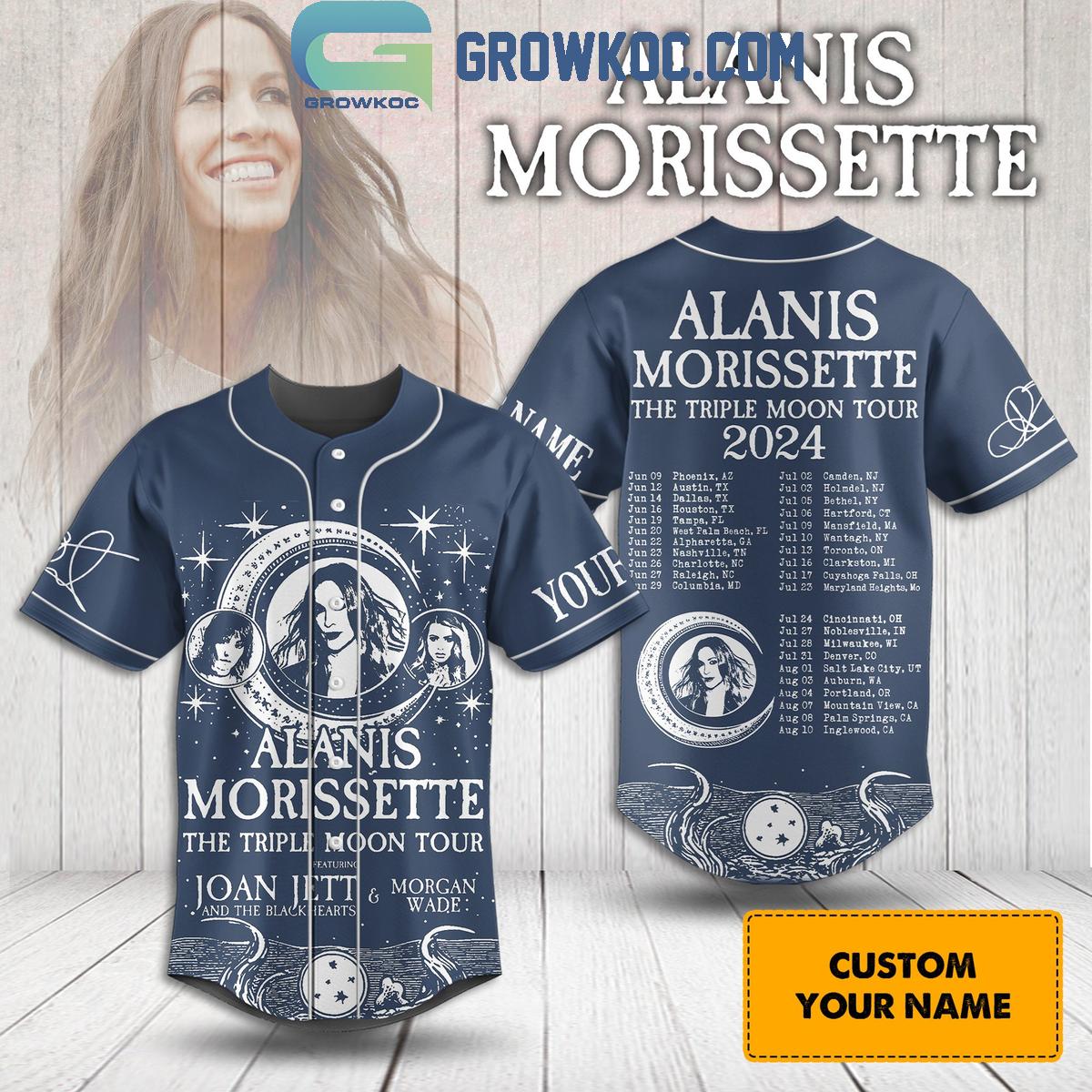 Alanis Morissette The Triple Moon Tour 2024 Personalized Baseball Jersey Unisex T-shirt, Sweatshirt, Hoodie, Long Sleeve Tee - T-Shirt, Sweatshirt, Hoodie