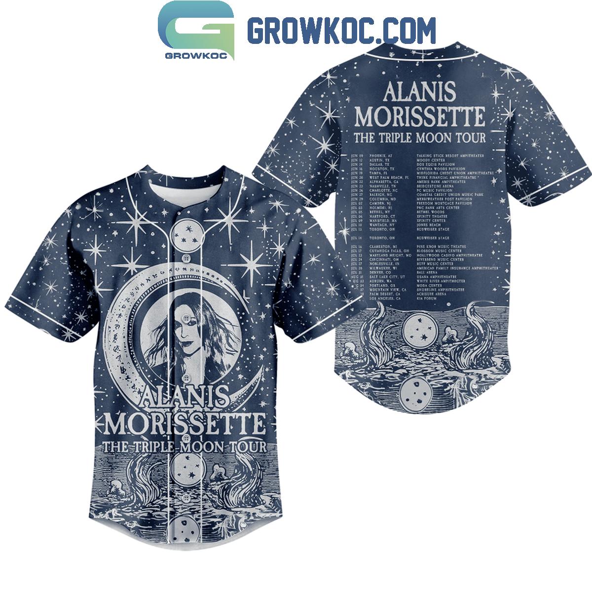 Alanis Morissette The Triple Moon Tour 2024 Schedule Personalized Baseball Jersey Unisex T-shirt, Sweatshirt, Hoodie, Long Sleeve Tee - T-Shirt, Sweatshirt, Hoodie