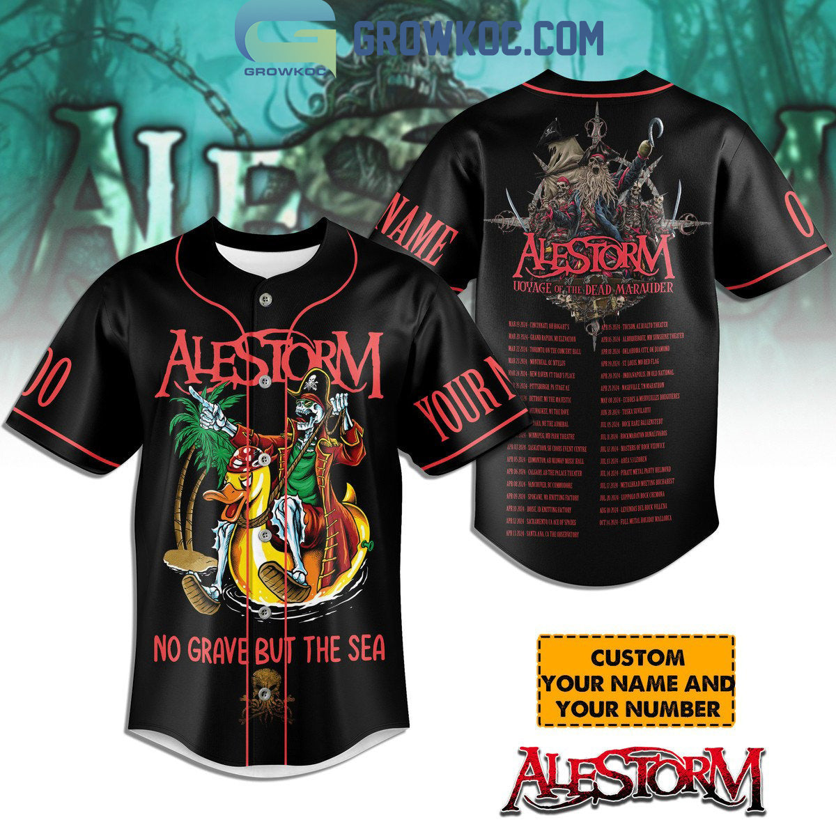 Alestorm Voyage Of The Dead Marauder 2024 Fan Personalized Baseball Jersey Unisex T-shirt, Sweatshirt, Hoodie, Long Sleeve Tee - T-Shirt, Sweatshirt, Hoodie