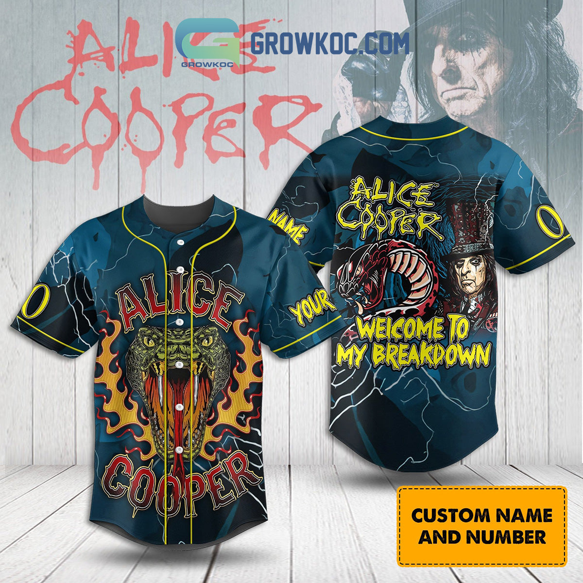 Alice Cooper Welcome To My Breakdown Personalized Baseball Jersey Unisex T-shirt, Sweatshirt, Hoodie, Long Sleeve Tee - T-Shirt, Sweatshirt, Hoodie