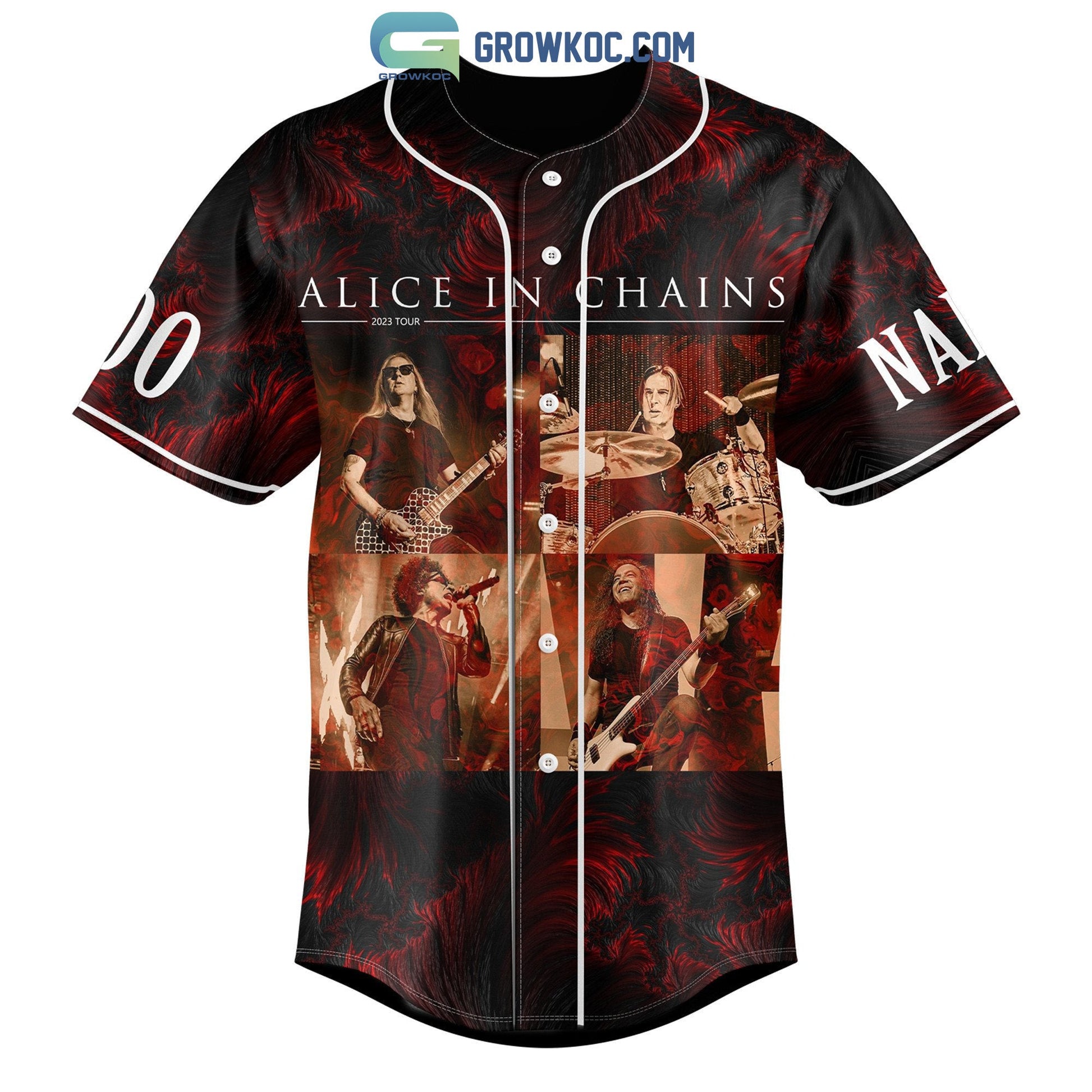 Alice In Chains 2023 Tour Personalized Baseball Jersey Unisex T-shirt, Sweatshirt, Hoodie, Long Sleeve Tee - T-Shirt, Sweatshirt, Hoodie