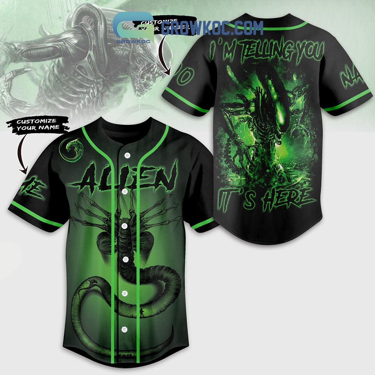 Alien Im Telling You Its Here Personalized Baseball Jersey Unisex T-shirt, Sweatshirt, Hoodie, Long Sleeve Tee - T-Shirt, Sweatshirt, Hoodie