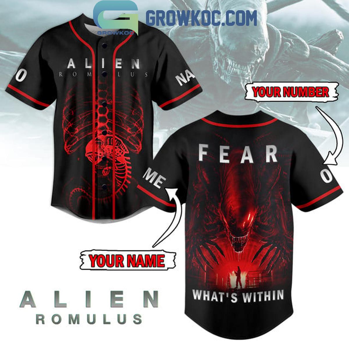 Alien Romulus Fear Whats Within Personalized Baseball Jersey Unisex T-shirt, Sweatshirt, Hoodie, Long Sleeve Tee - T-Shirt, Sweatshirt, Hoodie