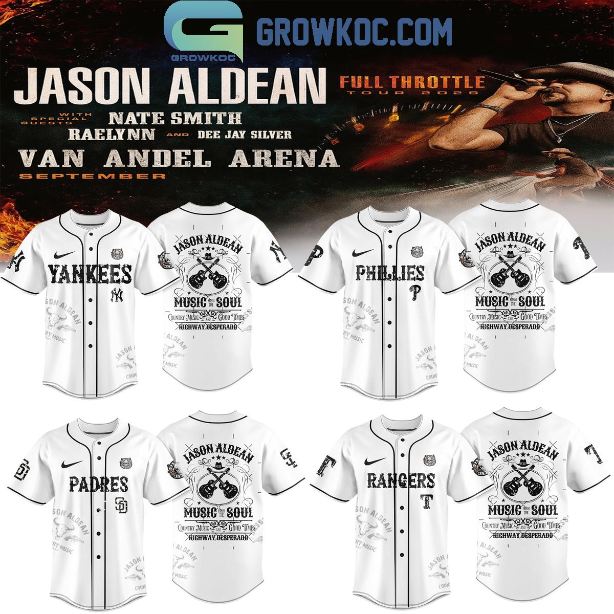 All Team MLB x Jason Aldean Tour 2025 White Baseball Jersey Unisex T-shirt, Sweatshirt, Hoodie, Long Sleeve Tee - T-Shirt, Sweatshirt, Hoodie
