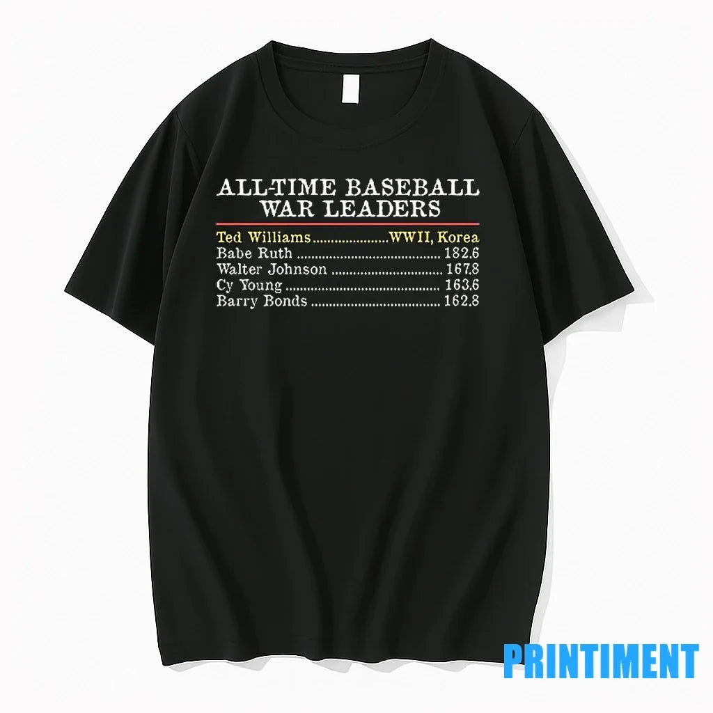 All Time Baseballs War Leaders Ted Williams Babe Ruth Walter Johnson Cy Young Barry Bonds T-Shirts, Hoodie, Sweatshirt - T-Shirt, Sweatshirt, Hoodie
