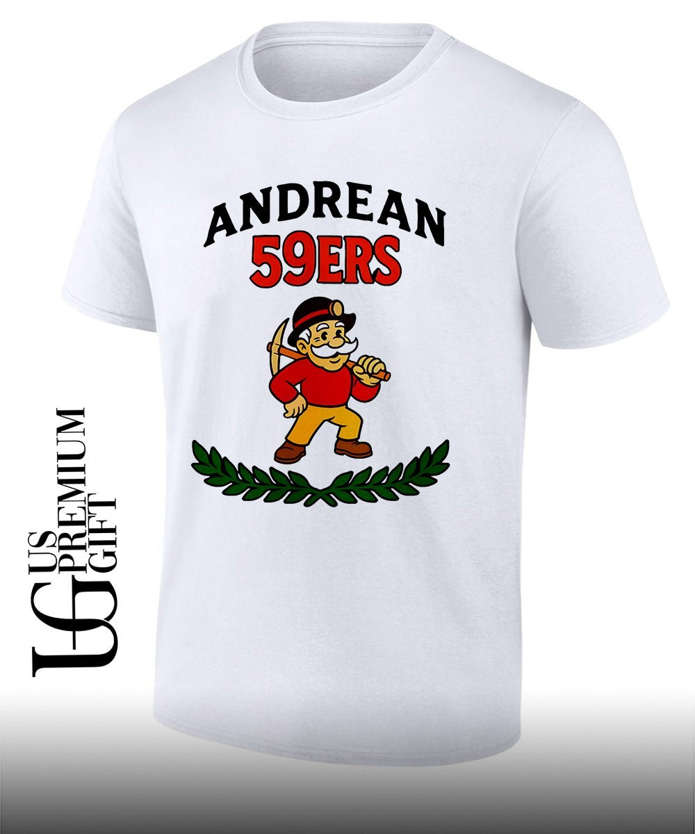 Andrean High School mascot Prospector Andrean 59ers shirt Unisex T-shirt, Sweatshirt, Hoodie, Long Sleeve Tee - T-Shirt, Sweatshirt, Hoodie