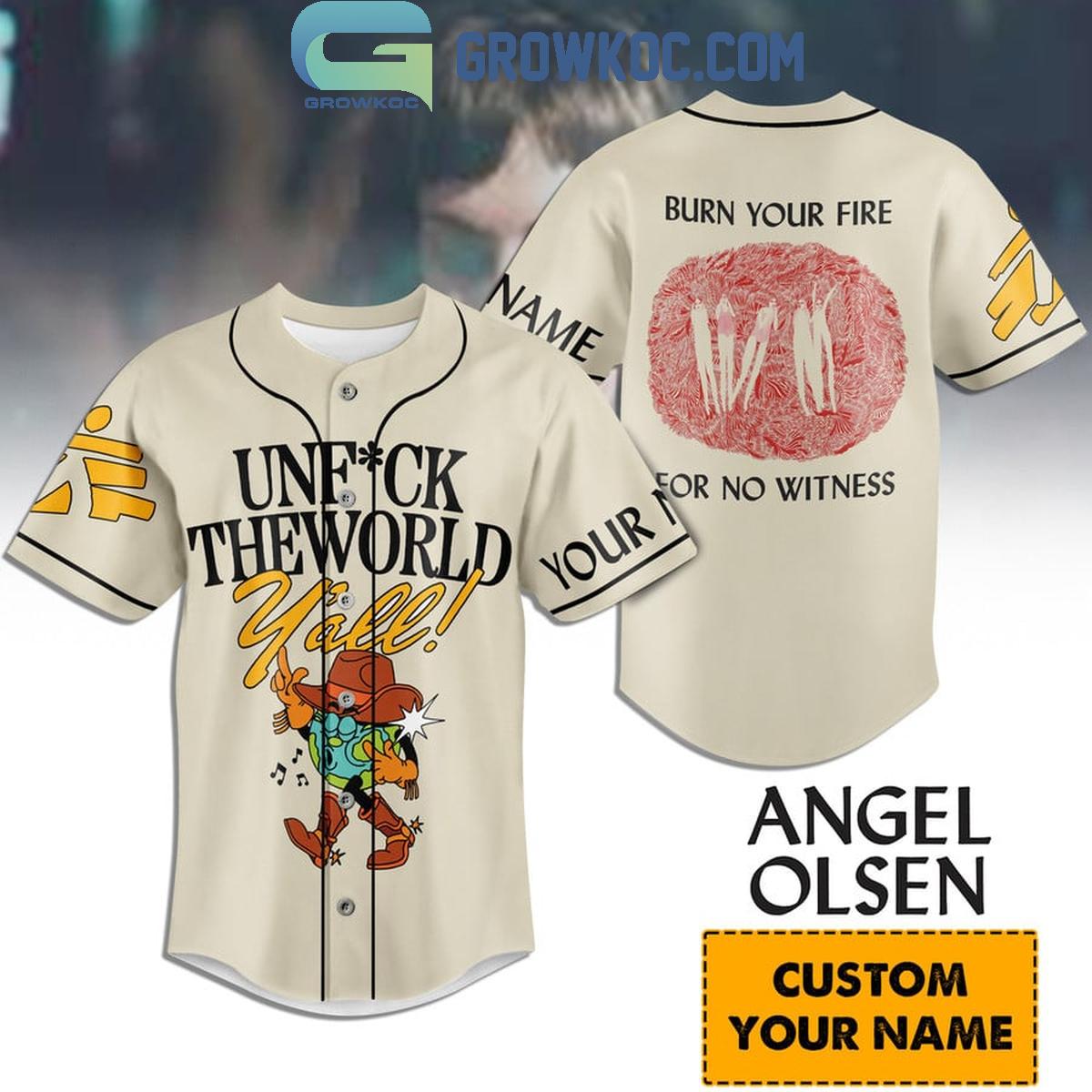 Angel Olsen Burn Your Fire For No Witness Personalized Baseball Jersey Unisex T-shirt, Sweatshirt, Hoodie, Long Sleeve Tee - T-Shirt, Sweatshirt, Hoodie