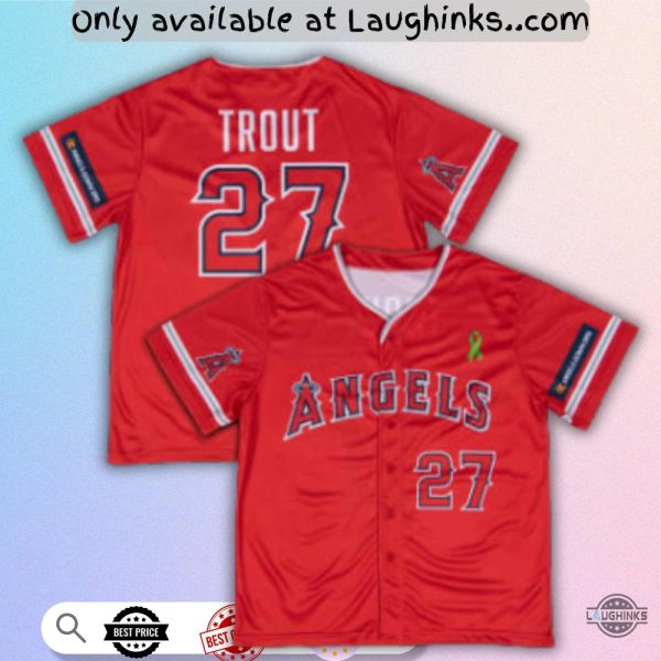 Angels Giveaway Mike Trout Baseball Jersey Shirt July 27 2025 Unisex T-shirt, Sweatshirt, Hoodie, Long Sleeve Tee - T-Shirt, Sweatshirt, Hoodie